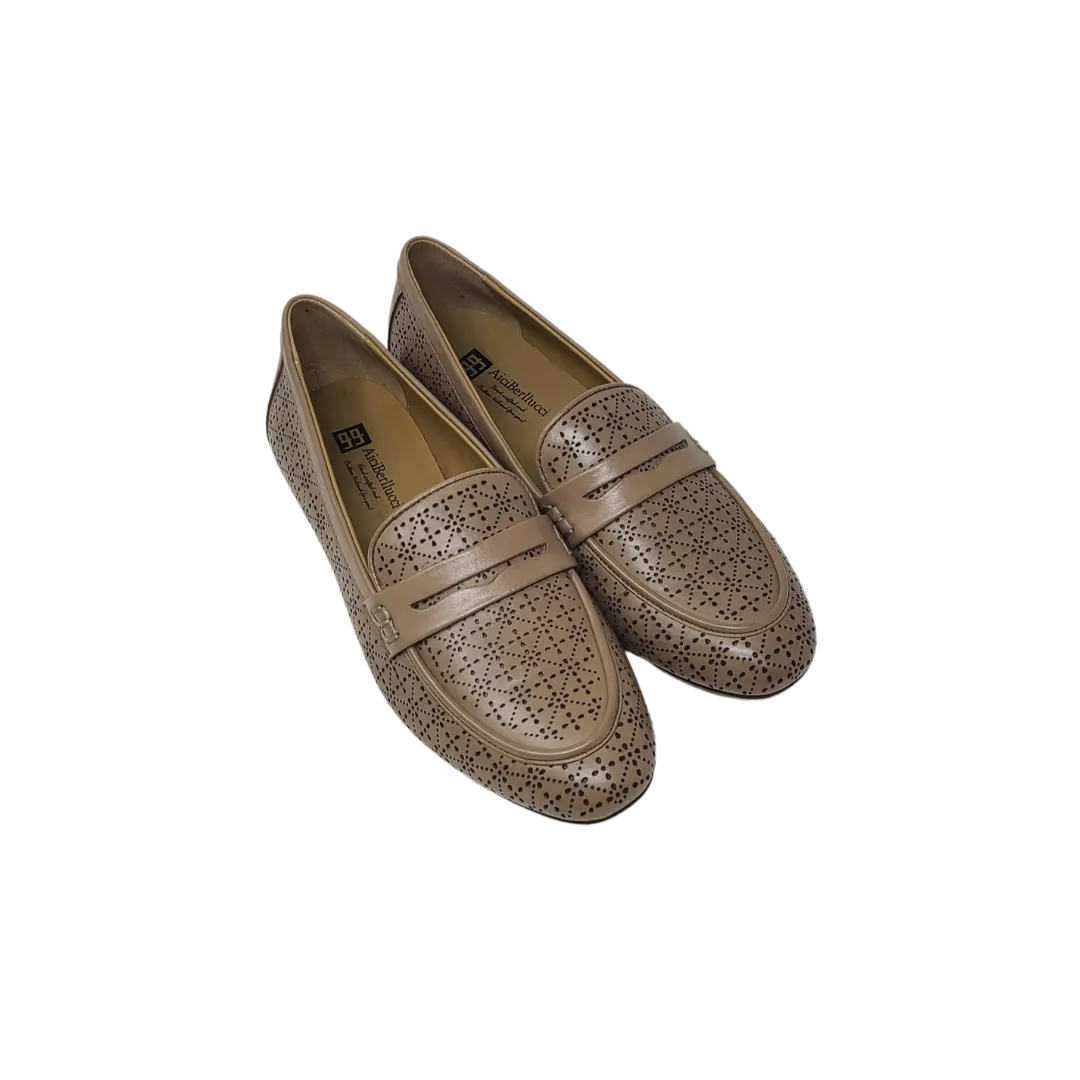AiciBerllucci Alina Ladies dark apricot leather loafer with design