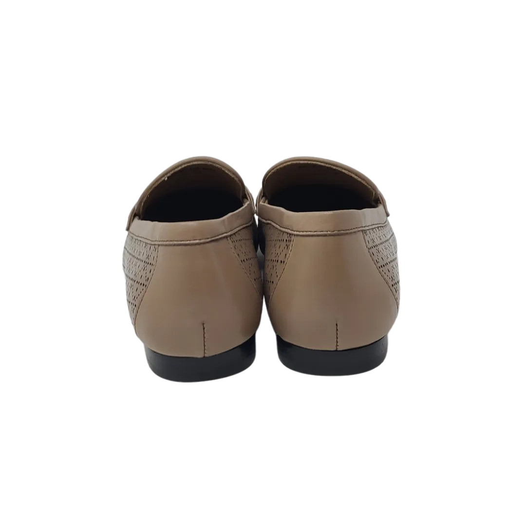 AiciBerllucci Alina Ladies dark apricot leather loafer with design