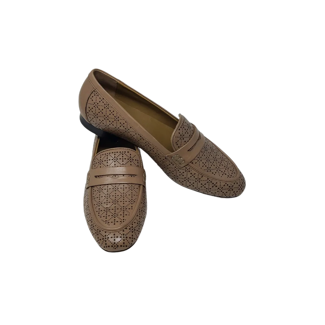 AiciBerllucci Alina Ladies dark apricot leather loafer with design
