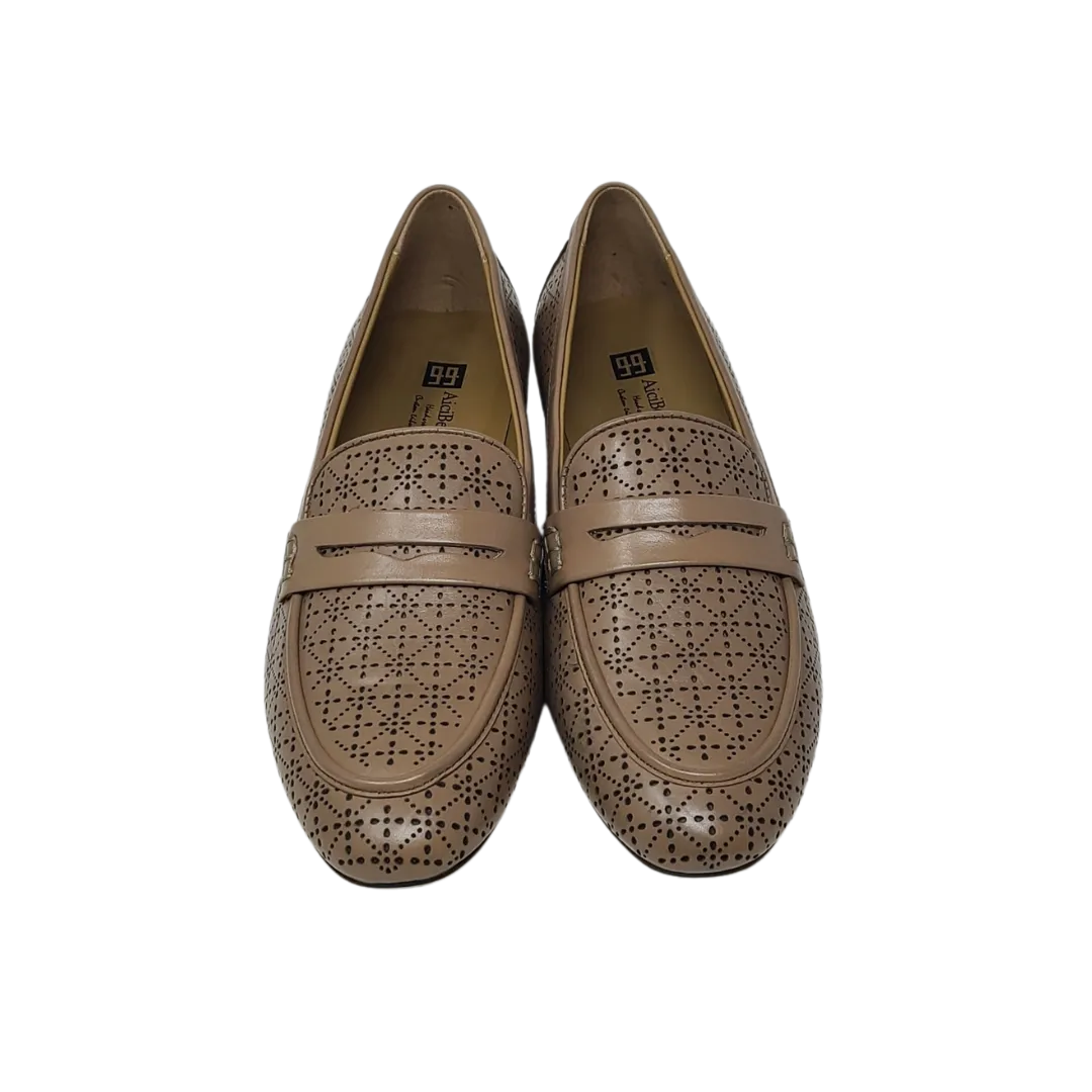 AiciBerllucci Alina Ladies dark apricot leather loafer with design