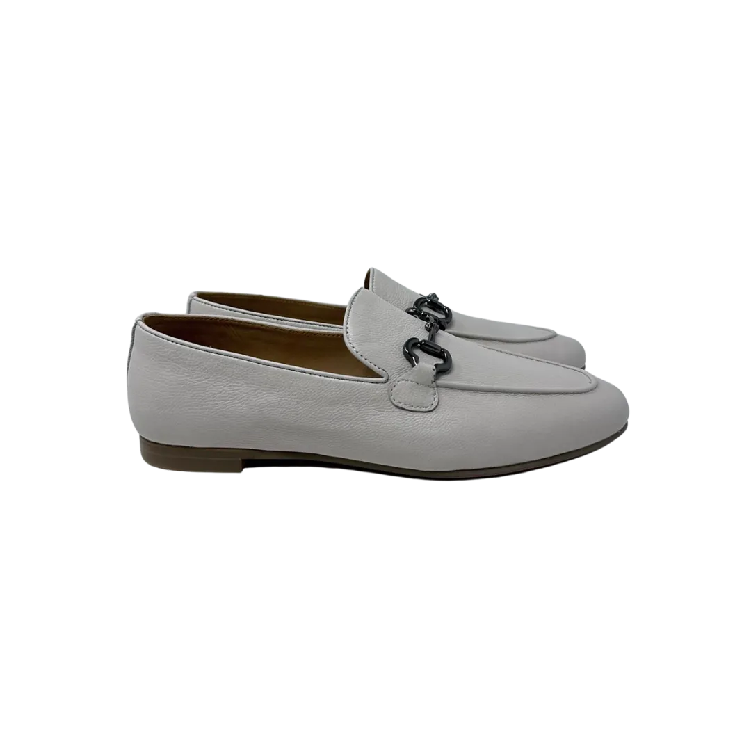 AiciBerllucci Coco Ladies Off-White Leather Loafer with Chain