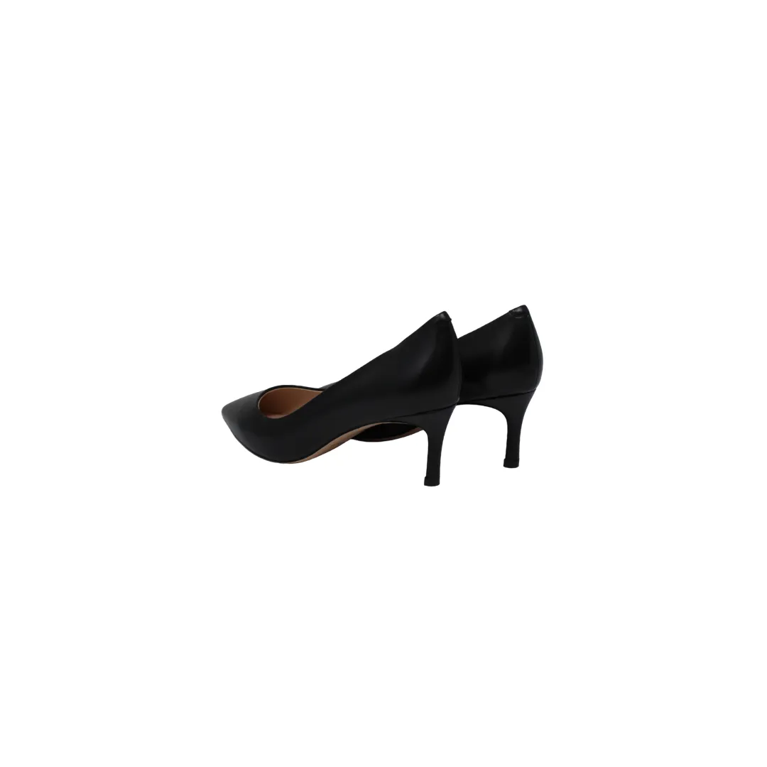AiciBerllucci Elle Ladies 2.5 Inch Black Leather Spike Heel