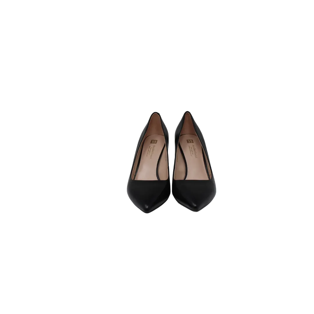 AiciBerllucci Elle Ladies 2.5 Inch Black Leather Spike Heel