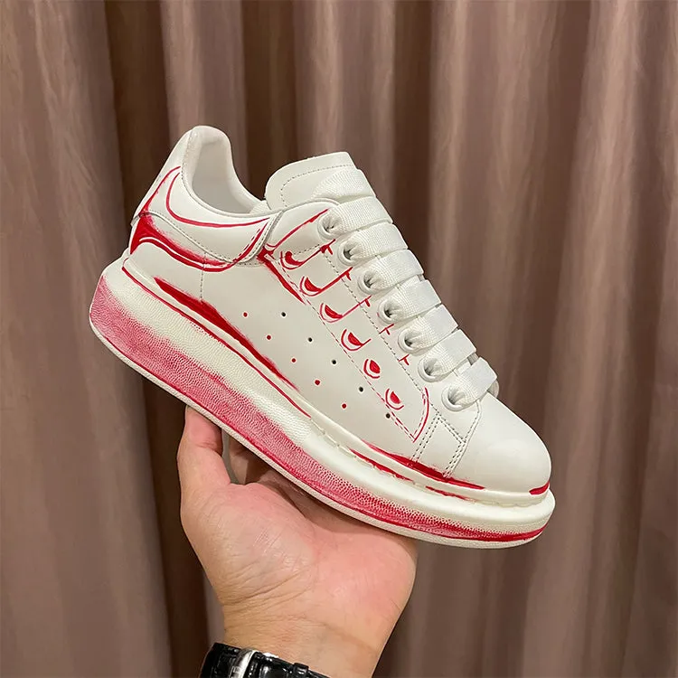 ALEXANDRO MACQUEEN HAND PAINTED GRAFFITI VERSATILE CHUNKY SOLE UNISEX SNEAKER