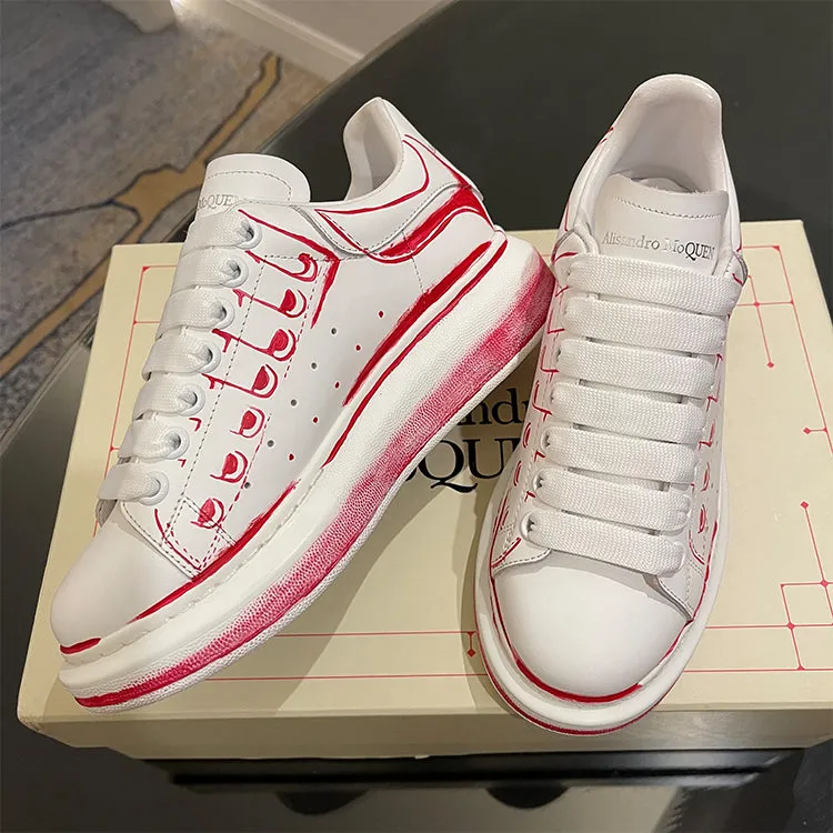 ALEXANDRO MACQUEEN HAND PAINTED GRAFFITI VERSATILE CHUNKY SOLE UNISEX SNEAKER
