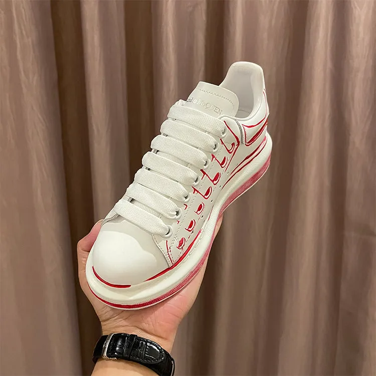 ALEXANDRO MACQUEEN HAND PAINTED GRAFFITI VERSATILE CHUNKY SOLE UNISEX SNEAKER