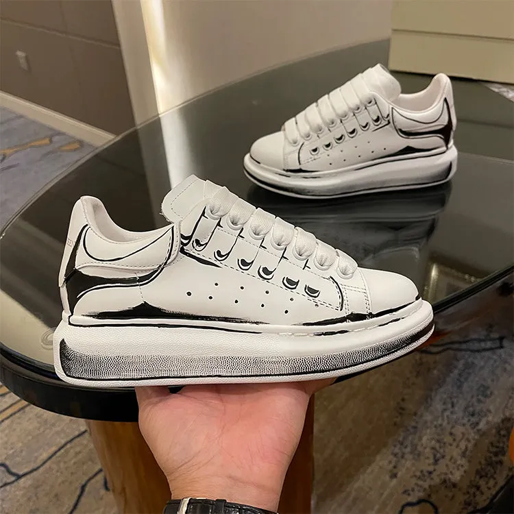 ALEXANDRO MACQUEEN HAND PAINTED GRAFFITI VERSATILE CHUNKY SOLE UNISEX SNEAKER