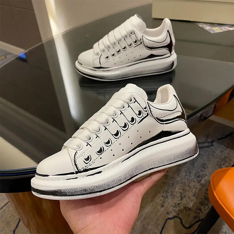 ALEXANDRO MACQUEEN HAND PAINTED GRAFFITI VERSATILE CHUNKY SOLE UNISEX SNEAKER