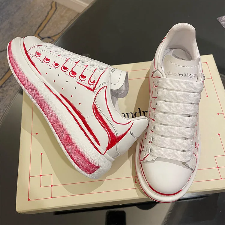ALEXANDRO MACQUEEN HAND PAINTED GRAFFITI VERSATILE CHUNKY SOLE UNISEX SNEAKER