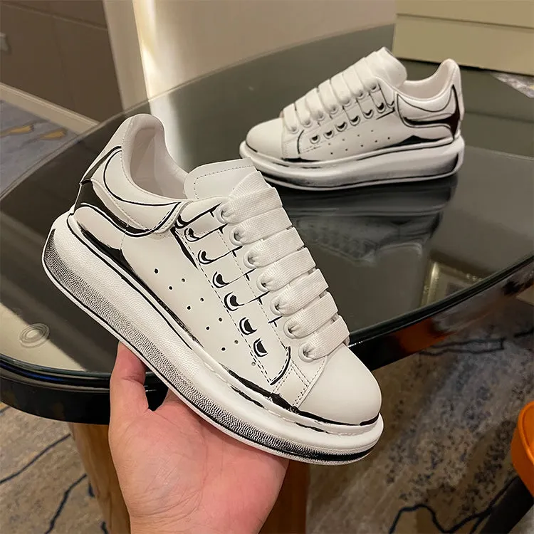 ALEXANDRO MACQUEEN HAND PAINTED GRAFFITI VERSATILE CHUNKY SOLE UNISEX SNEAKER