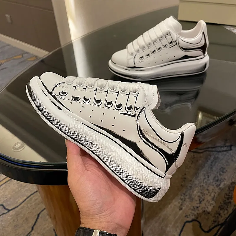 ALEXANDRO MACQUEEN HAND PAINTED GRAFFITI VERSATILE CHUNKY SOLE UNISEX SNEAKER