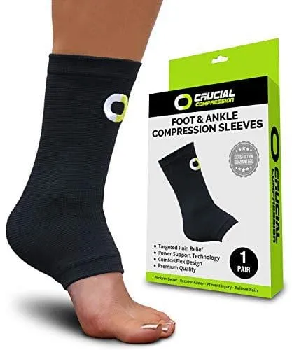 Ankle Brace Compression Sleeve for Men & Women (1 Pair) - BEST Ankle Support Foot Braces for Pain Relief, Injury Recovery, Swelling, Sprain, Achilles Tendon Support, Heel Spur, Plantar Fasciitis Socks