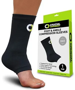 Ankle Brace Compression Sleeve for Men & Women (1 Pair) - BEST Ankle Support Foot Braces for Pain Relief, Injury Recovery, Swelling, Sprain, Achilles Tendon Support, Heel Spur, Plantar Fasciitis Socks