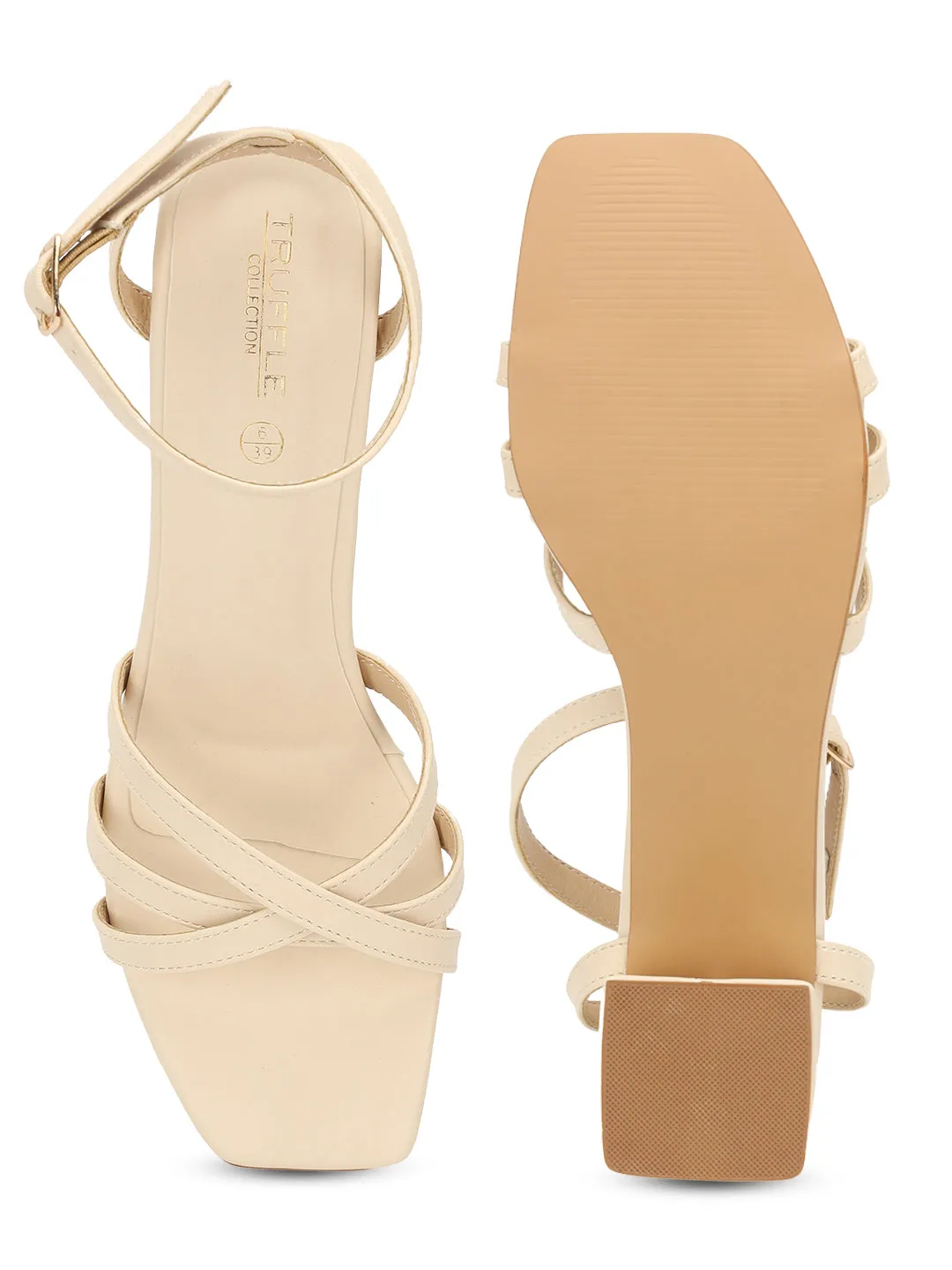 Beige PU Stylish Buckle Block Sandals (TC-NK-001-BEIG)