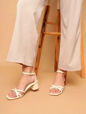 Beige PU Stylish Buckle Block Sandals (TC-NK-001-BEIG)