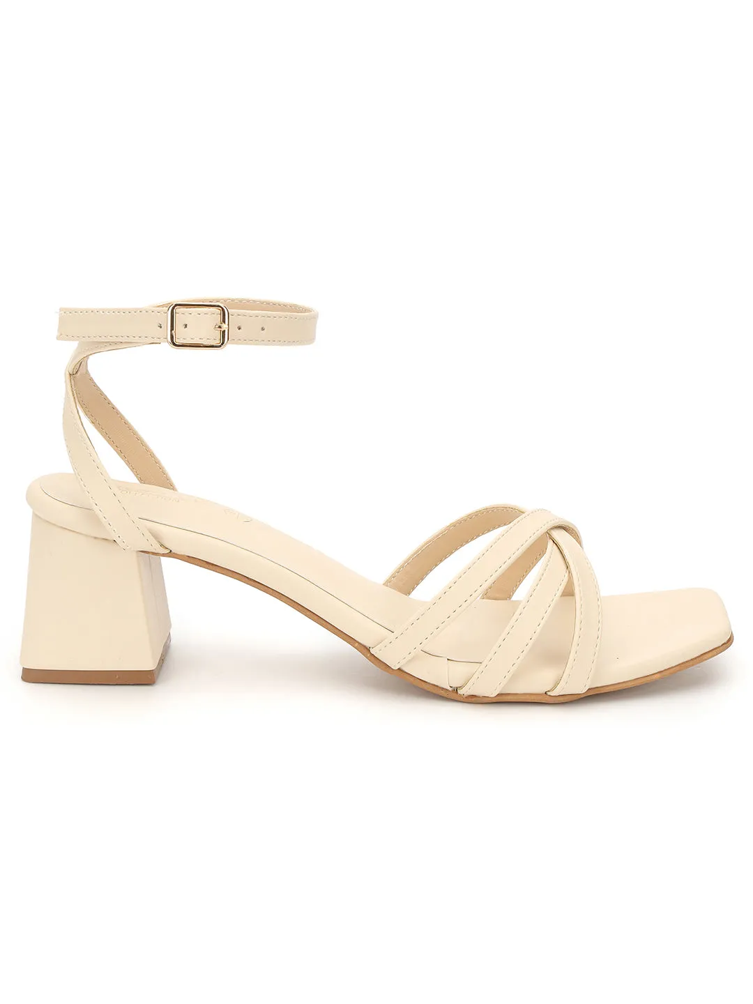 Beige PU Stylish Buckle Block Sandals (TC-NK-001-BEIG)