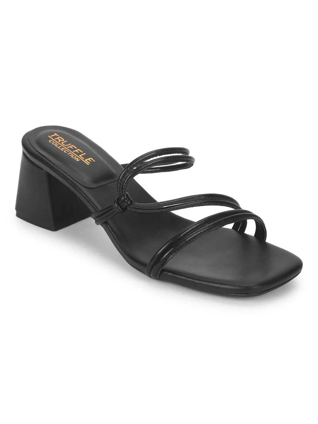 Black PU Strappy Block Heel Mules (TC-ST-1300-BLK)