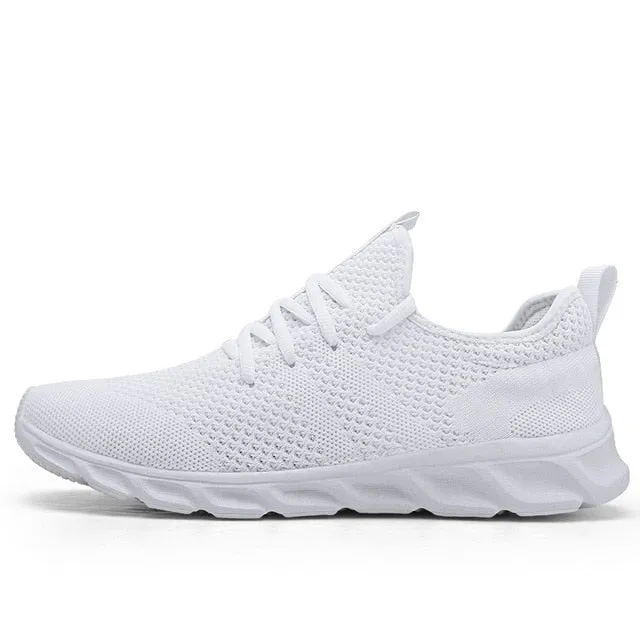 Classic Casual Sneakers for Men Mesh Breathable Elastic Lace Shoes