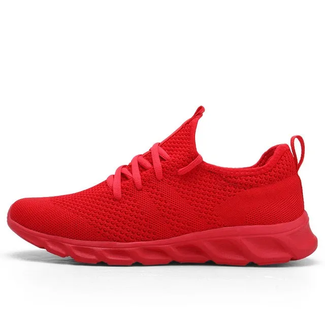 Classic Casual Sneakers for Men Mesh Breathable Elastic Lace Shoes