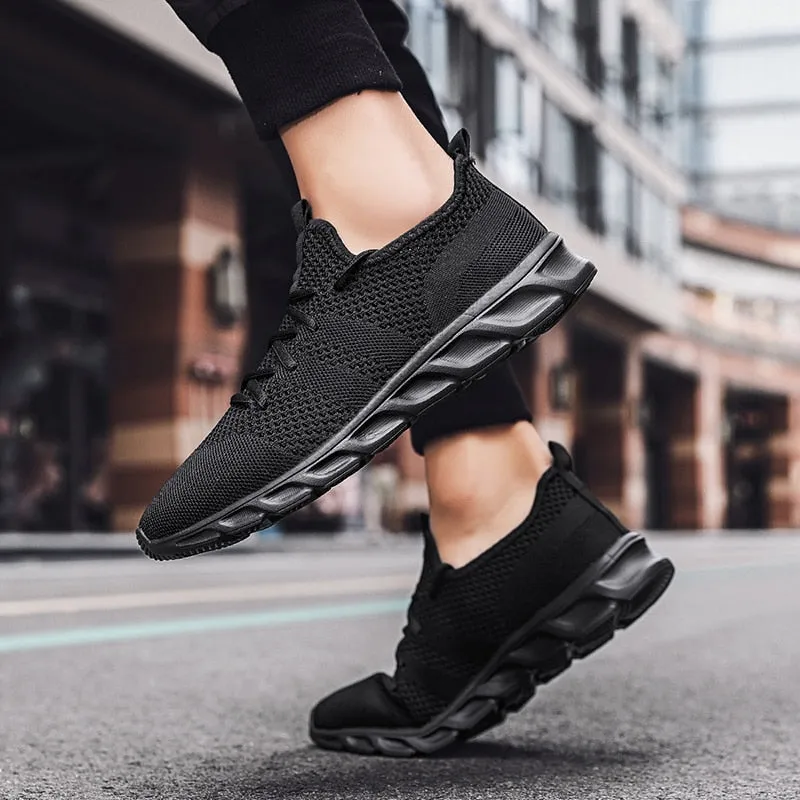 Classic Casual Sneakers for Men Mesh Breathable Elastic Lace Shoes
