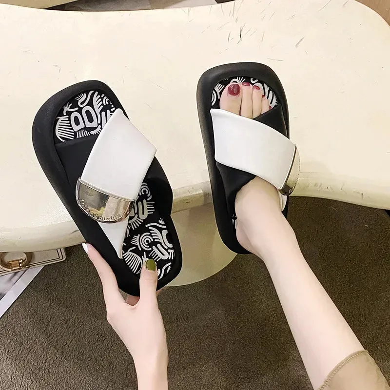 Colorful Graffiti Platform Sandals