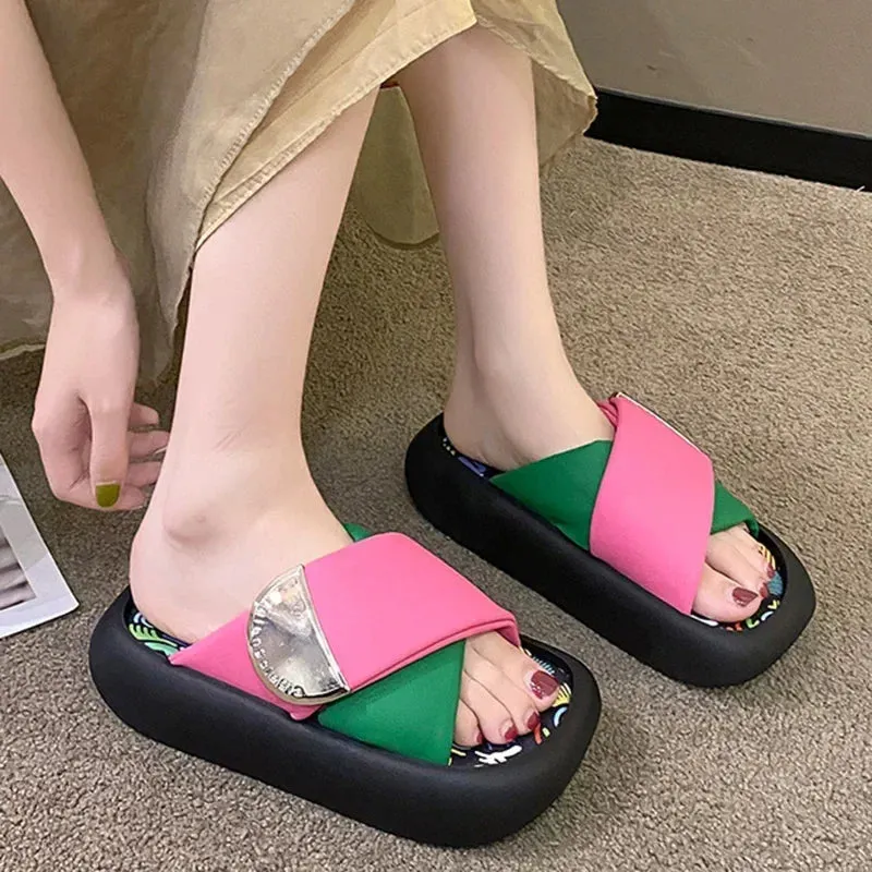 Colorful Graffiti Platform Sandals
