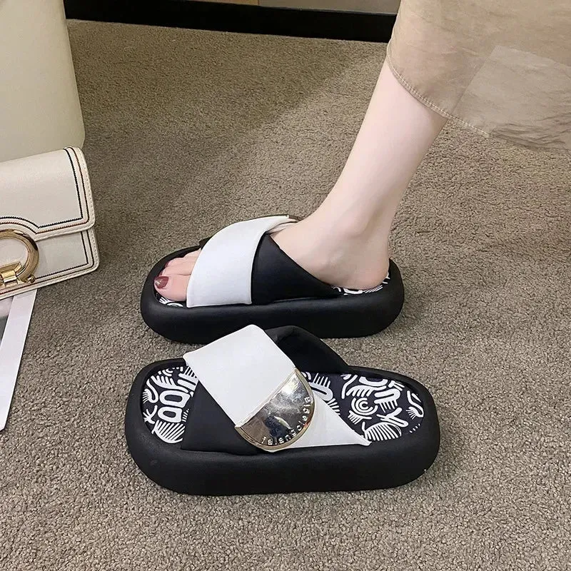 Colorful Graffiti Platform Sandals