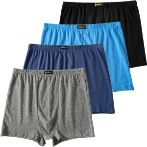 Cotton Men's Boxer Shorts Underwear,Plus Size Boxer Brief, Loose Fit Soft Stretchy Trunks 4 Pack,US L-5XL