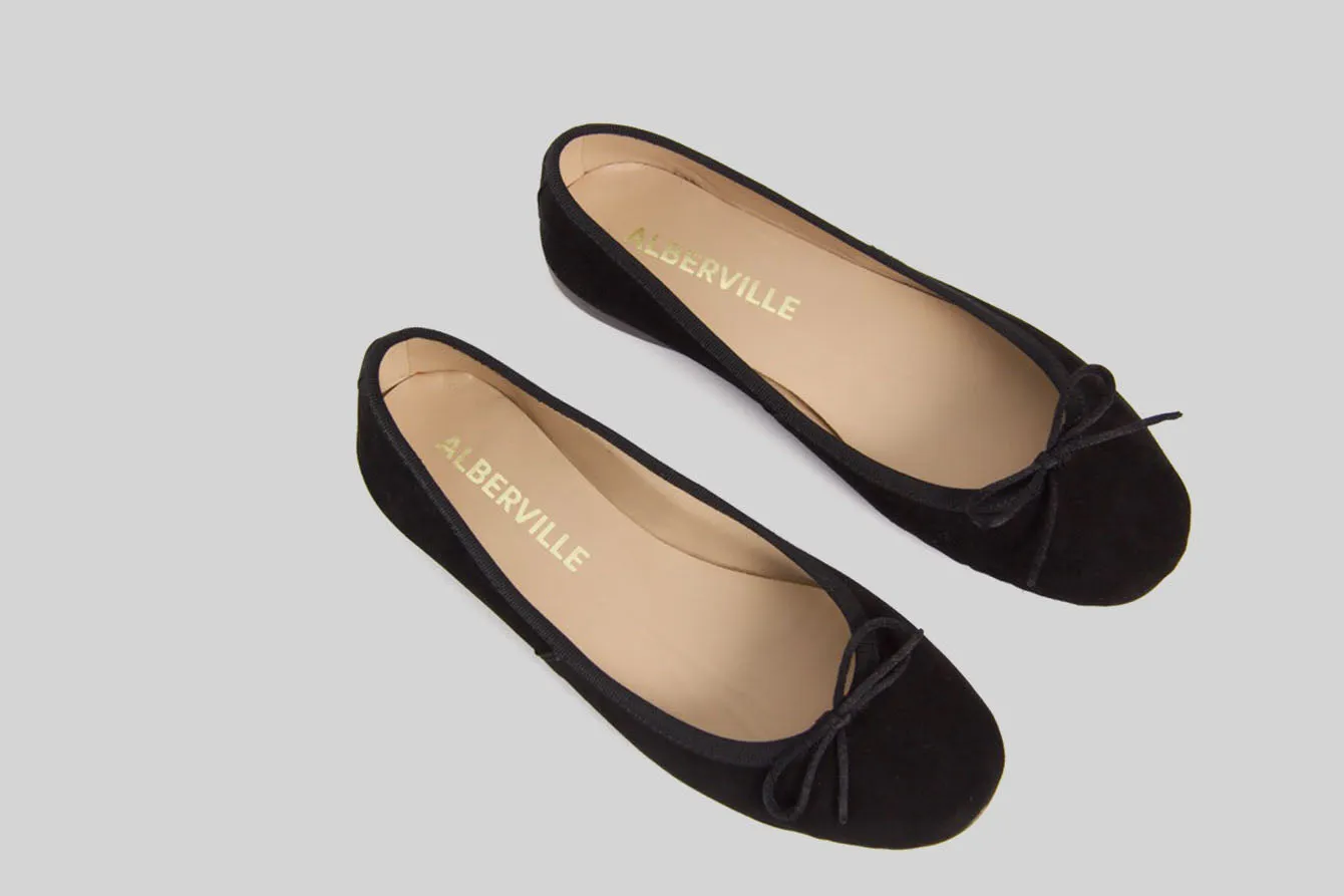 Dance Black Suede Ballerina Shoes