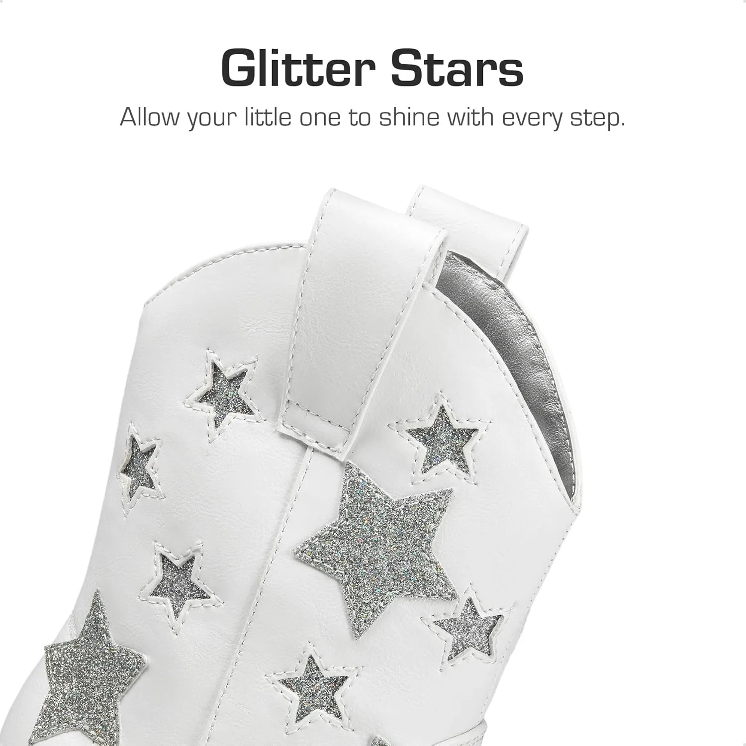 DREAM PAIRS Girls Cowgirl Boots Mid Calf Glitter Cowboy Western Boots Toddler Girls Star Riding Shoes