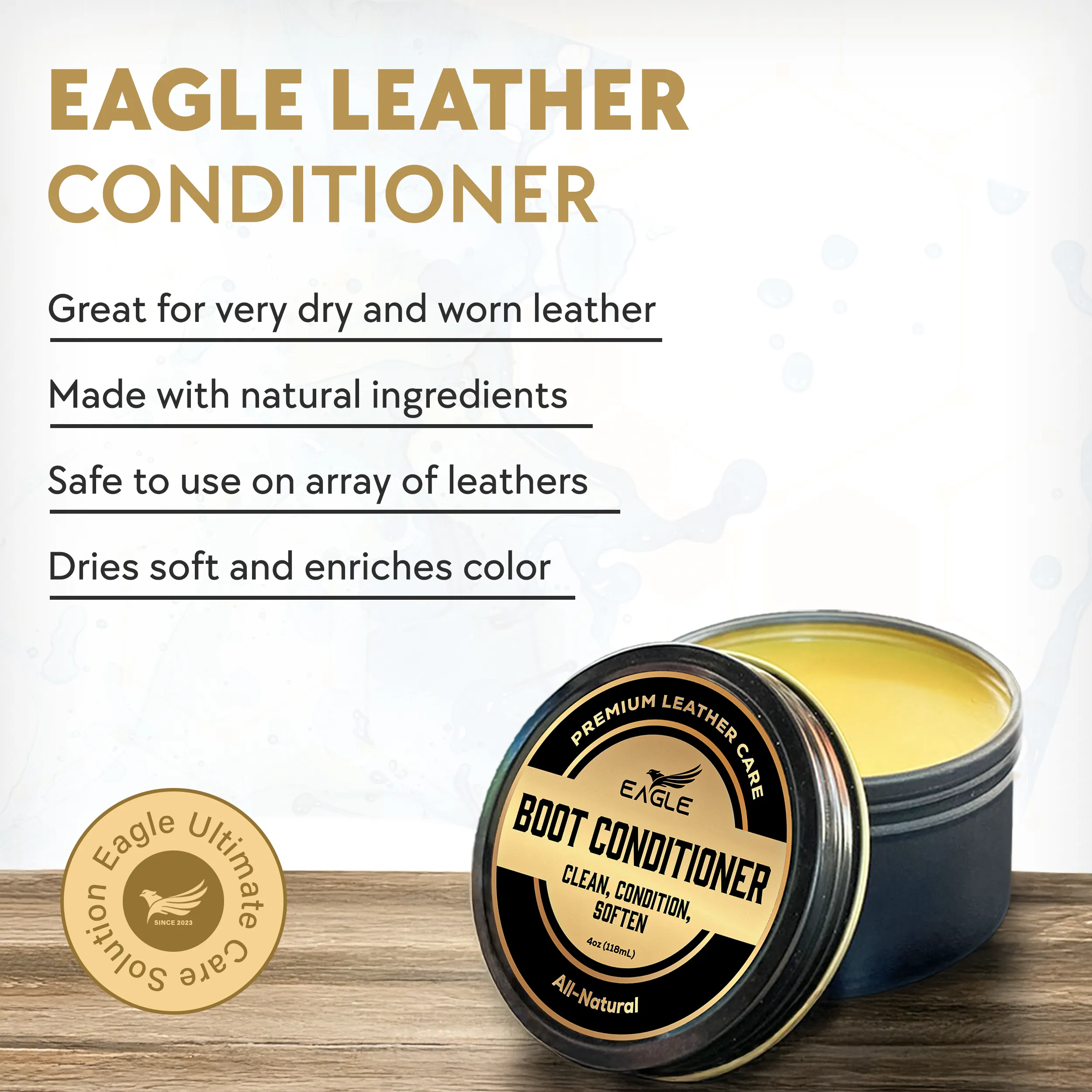 Eagle Leather Balm - Compatible with Dr. Martens Wonder Balsam - Premium Leather Conditioner for Boots, Shoes, and Jackets - Softens, Conditions, and Restores Dry, Cracked Leather(120mL)