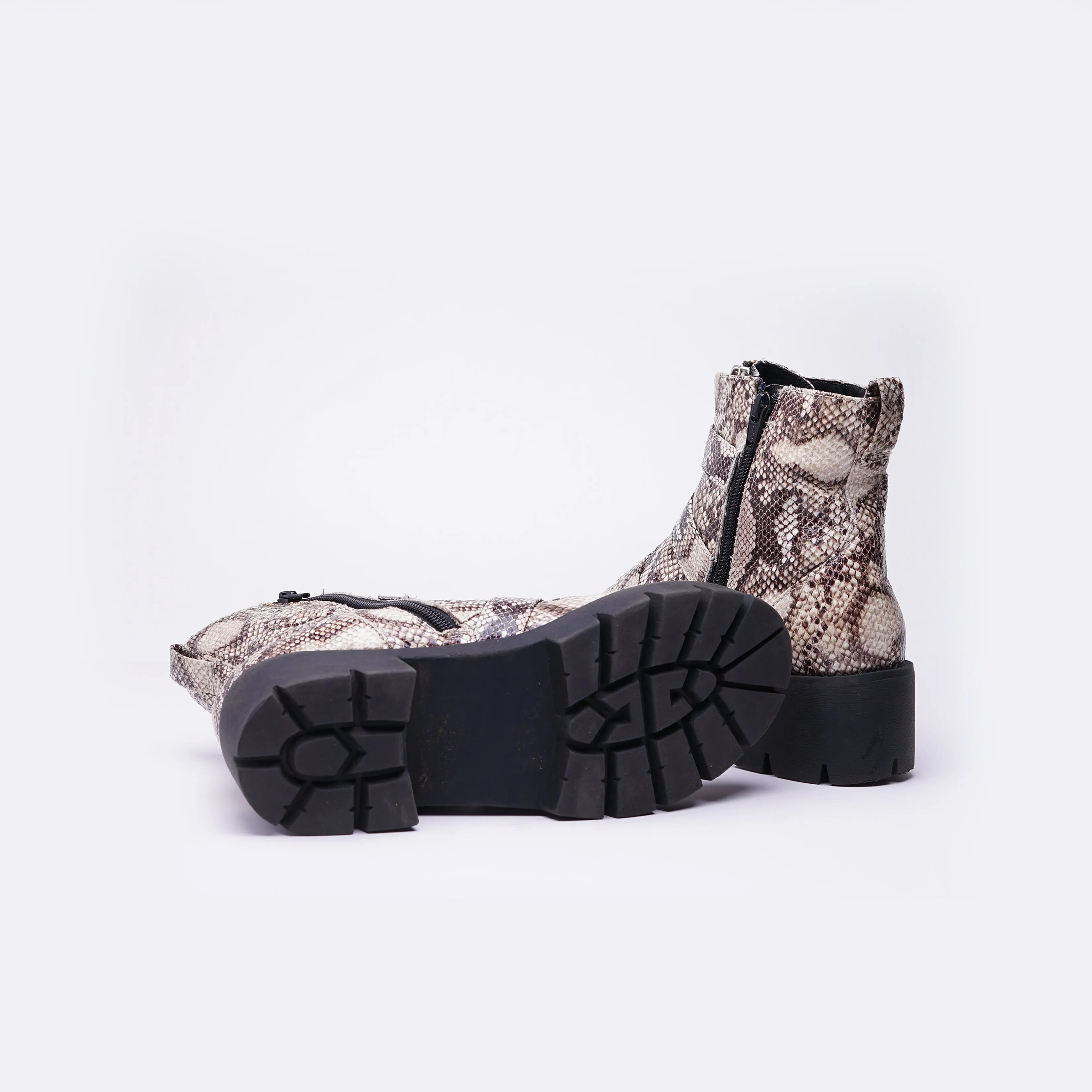 European Snake Skin Strappy Boots