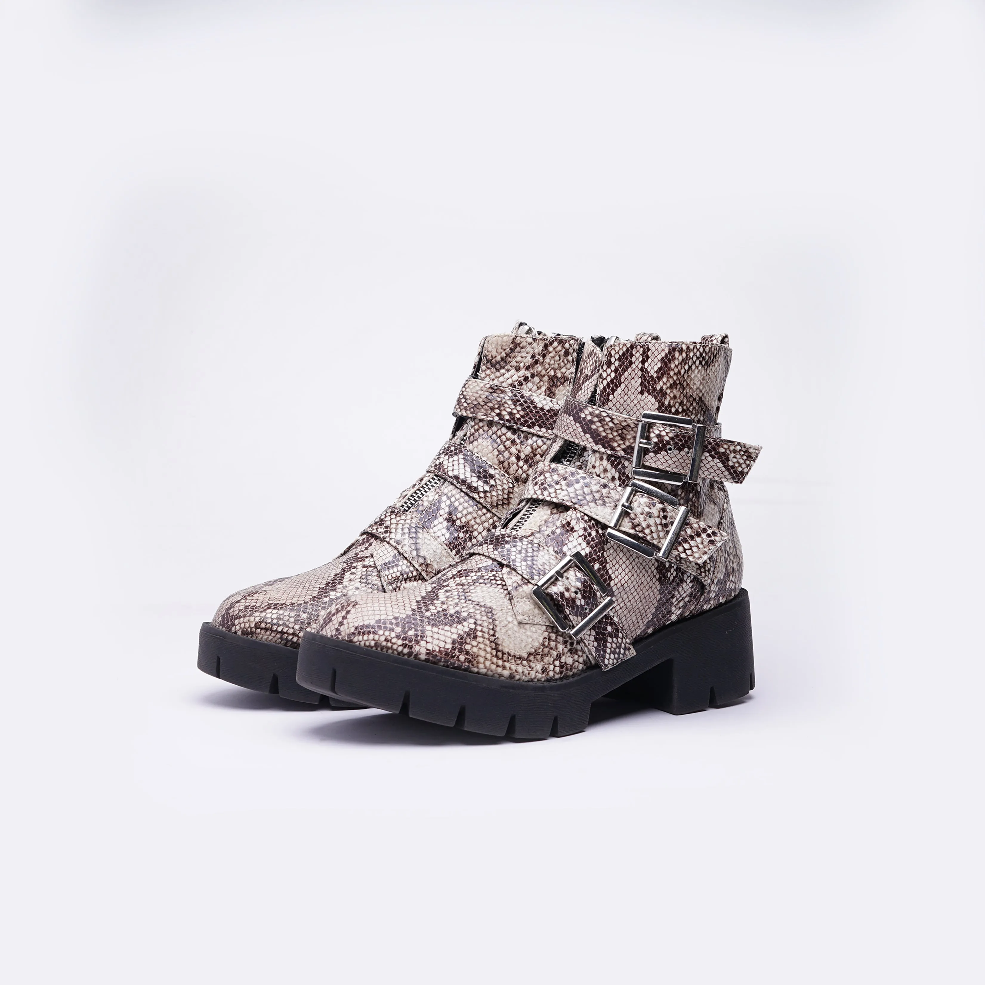European Snake Skin Strappy Boots