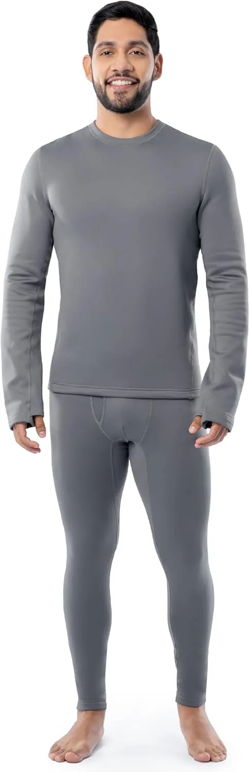 Fruit of the Loom Men's Heavyweight Brushed Back Fleece Thermal Underwear Base Layer Set