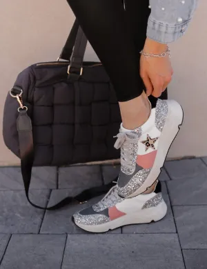 Glitter Leopard Star Colorblock Sneaker