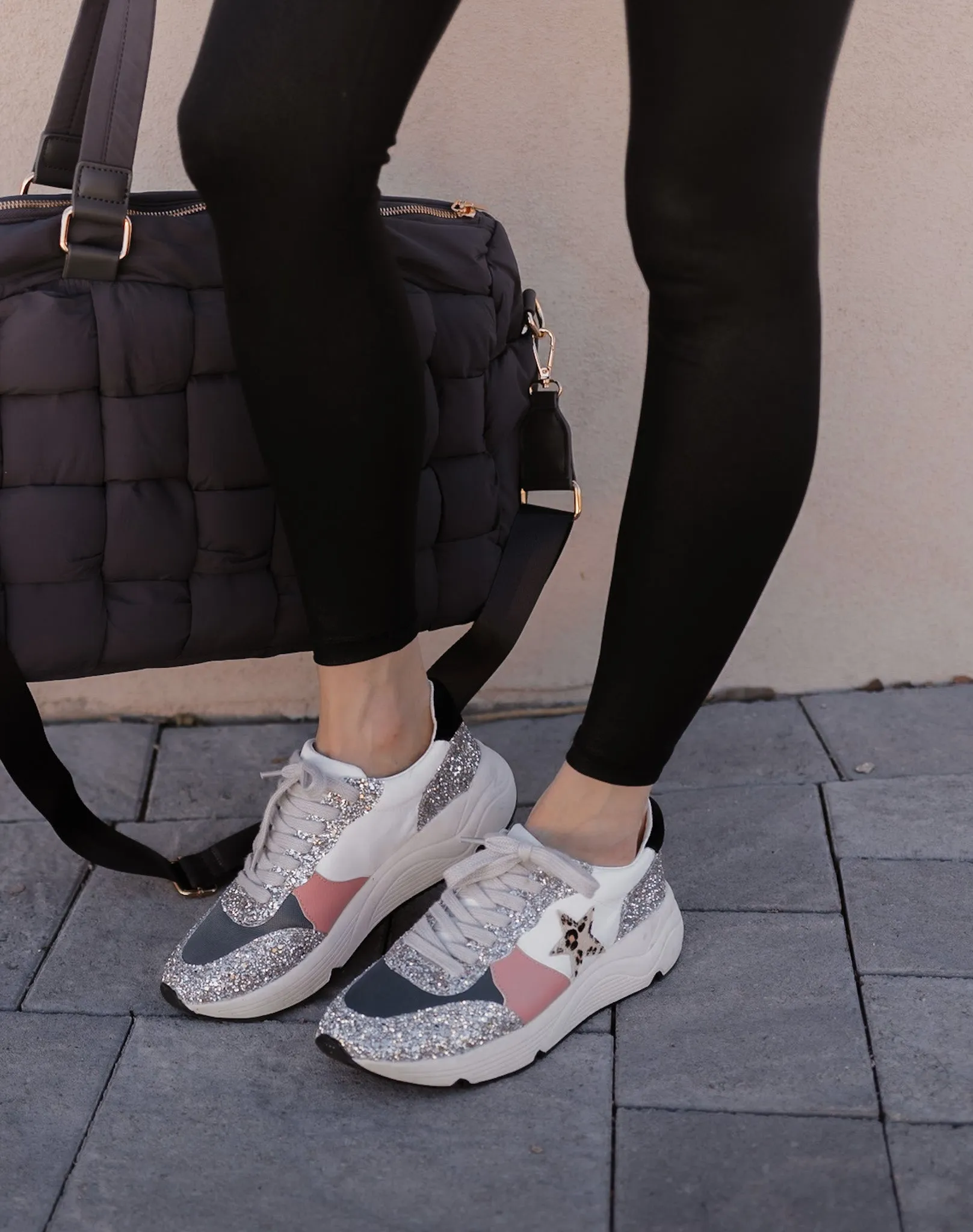 Glitter Leopard Star Colorblock Sneaker