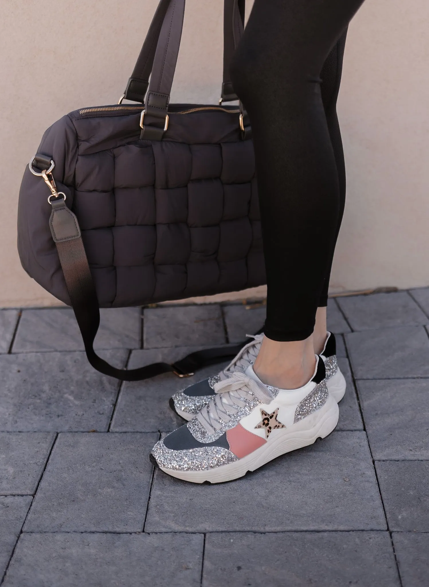 Glitter Leopard Star Colorblock Sneaker