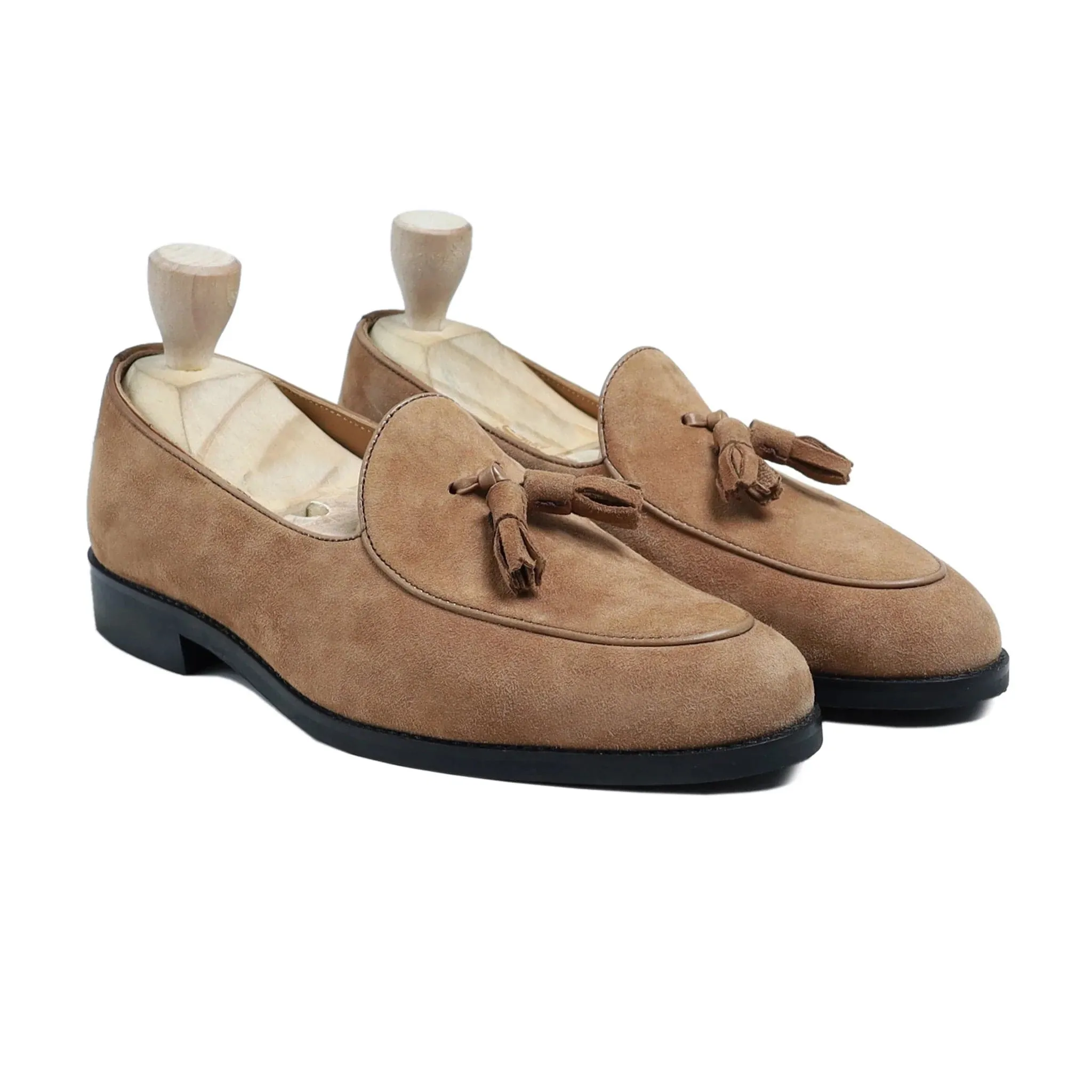 Handmade Custom Suede Leather Black Mens Loafers