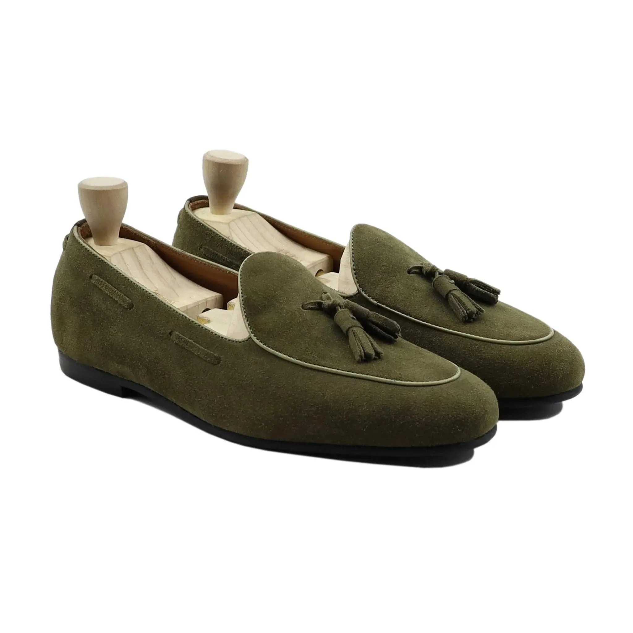 Handmade Custom Suede Leather Black Mens Loafers
