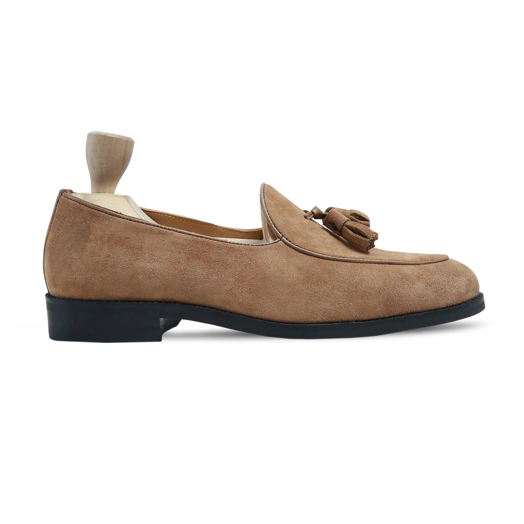 Handmade Custom Suede Leather Black Mens Loafers