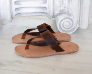Handmade Genuine Leather brown sandals, Flip Flop Sandals, Jesus Sandals, , Ancient Greek leather sandals, Astir leather sandals, DELOS