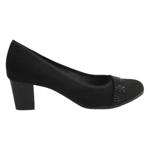 Jana Ladies Block Heeled Pumps- 22467-42 - Black