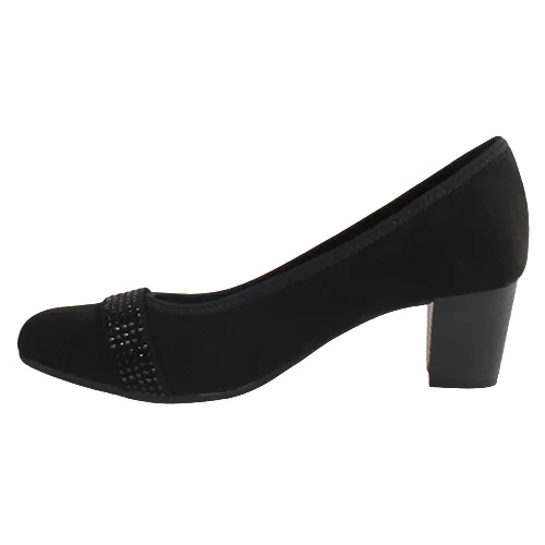 Jana Ladies Block Heeled Pumps- 22467-42 - Black