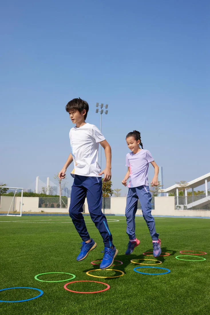 Kids Running Trousers w/ Zip - Kiprun Dry  Navy