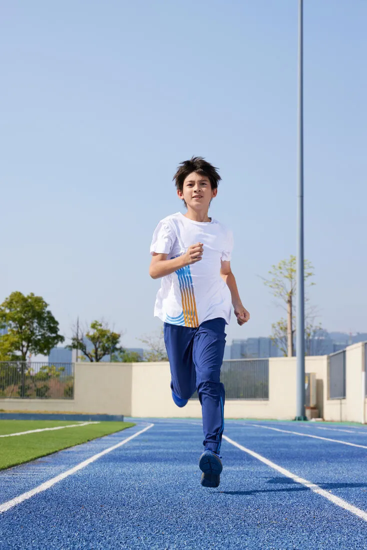 Kids Running Trousers w/ Zip - Kiprun Dry  Navy