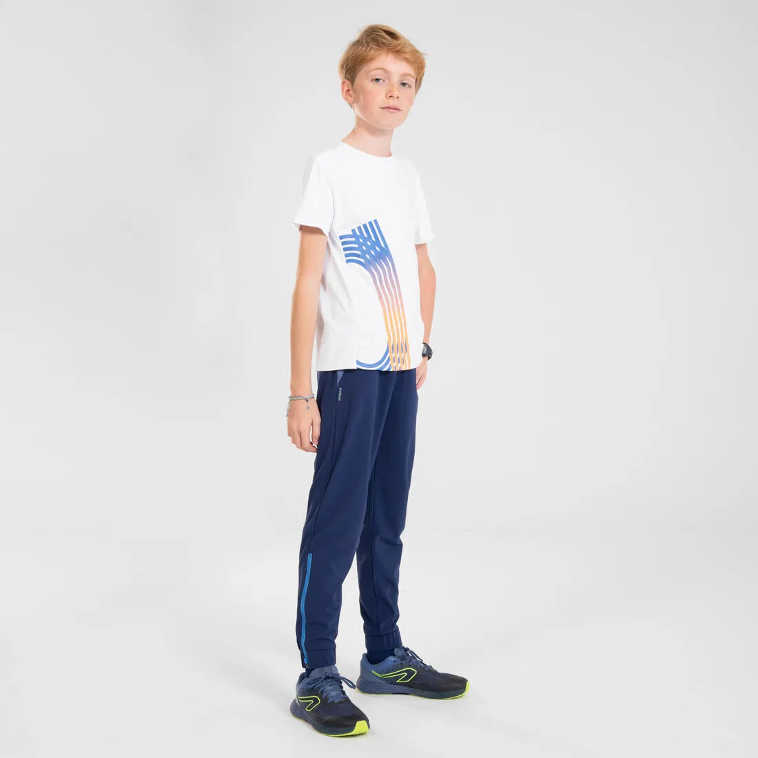 Kids Running Trousers w/ Zip - Kiprun Dry  Navy
