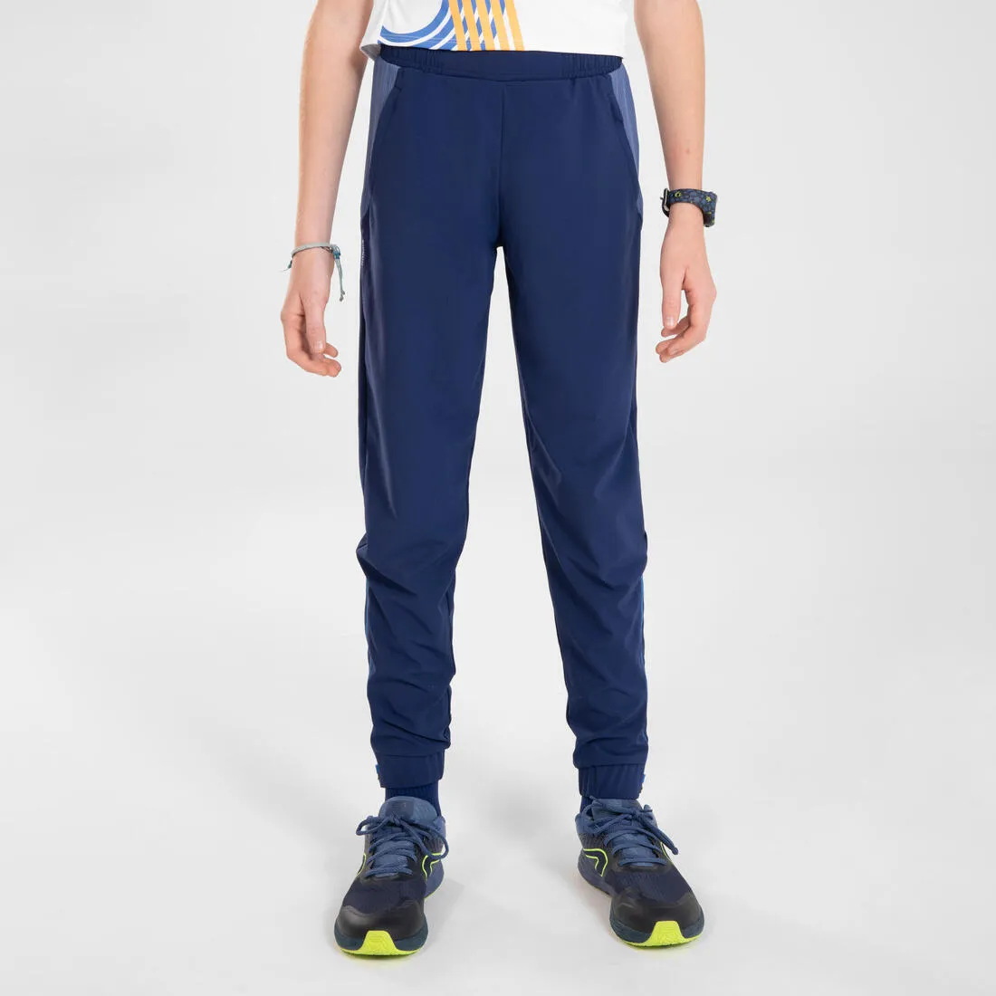 Kids Running Trousers w/ Zip - Kiprun Dry  Navy
