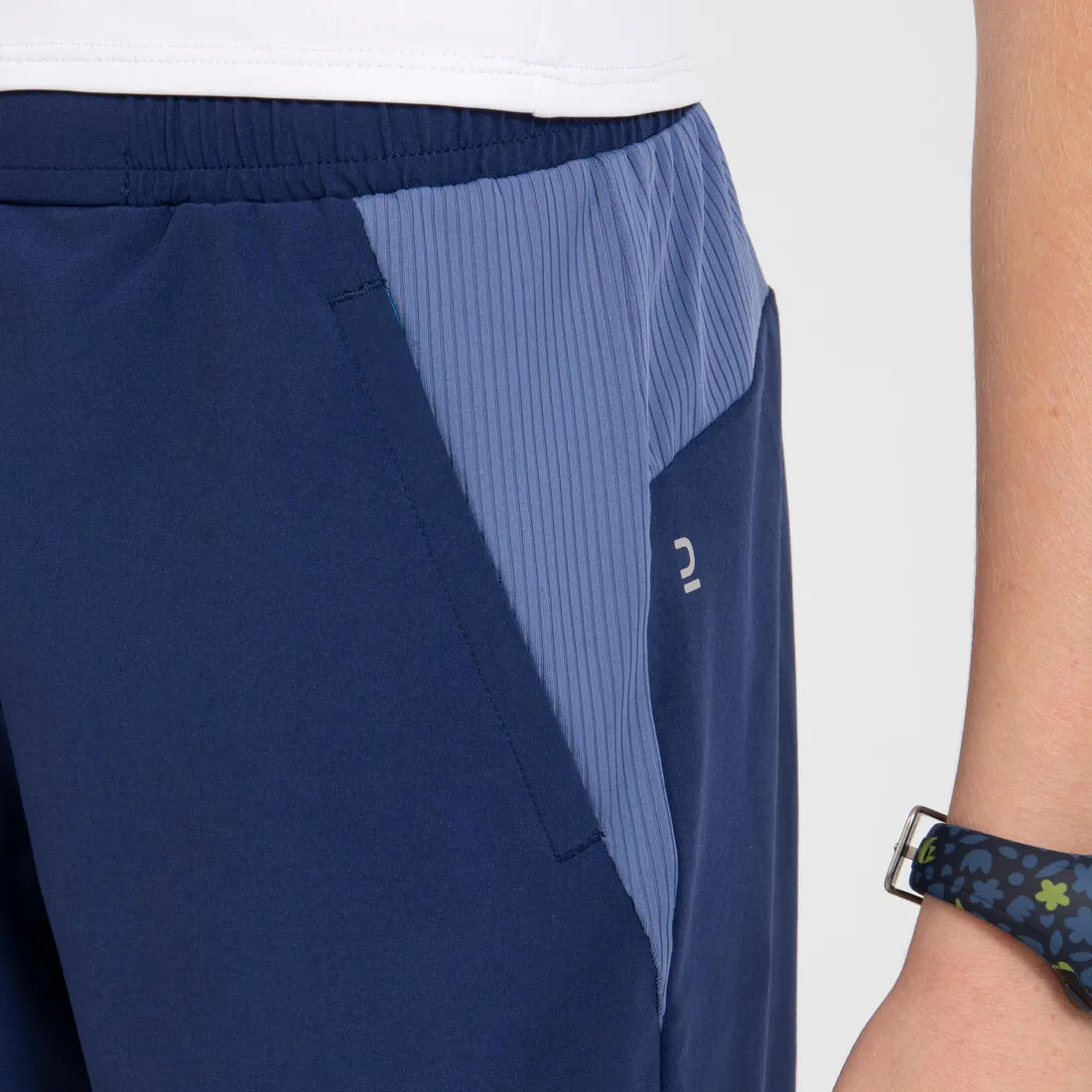 Kids Running Trousers w/ Zip - Kiprun Dry  Navy