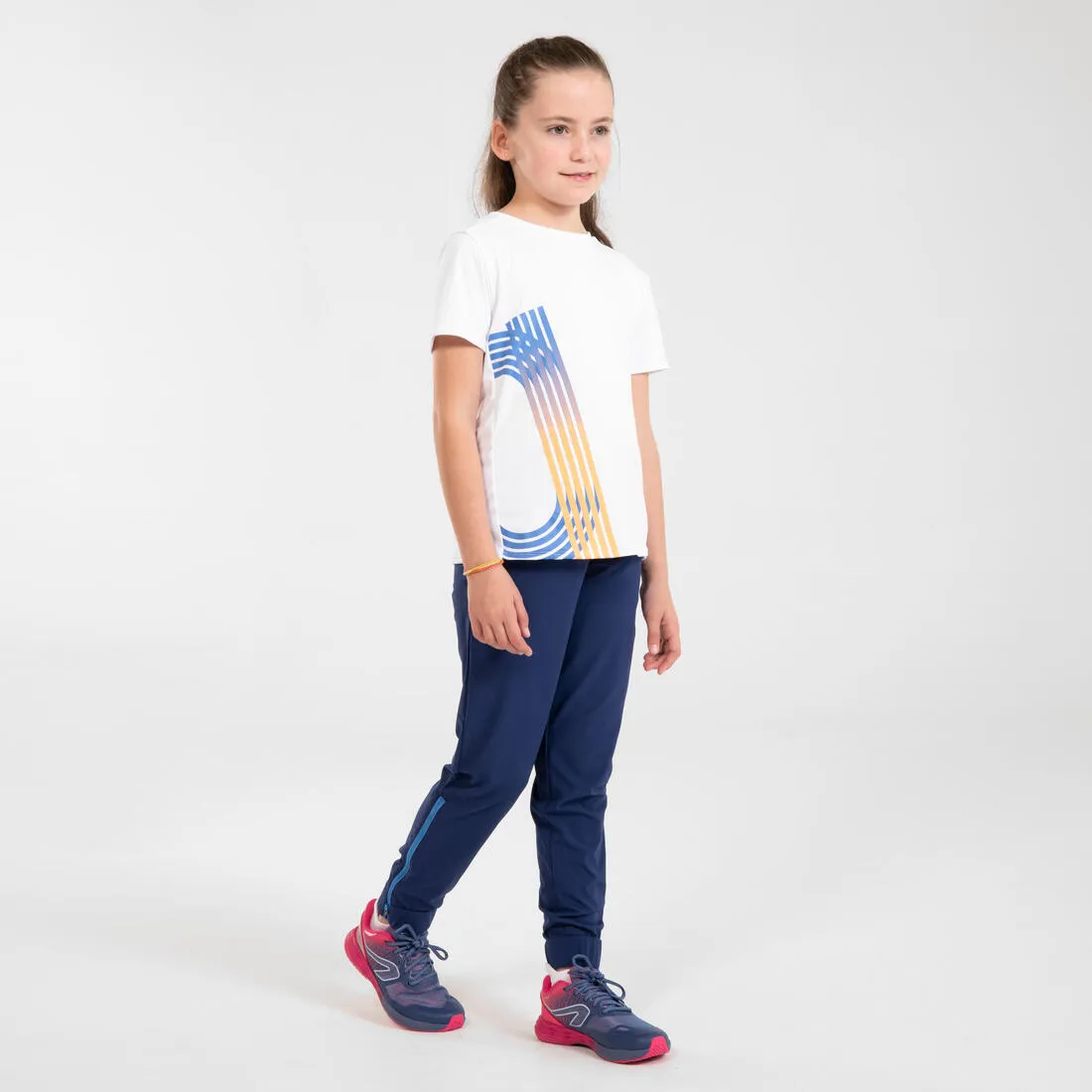 Kids Running Trousers w/ Zip - Kiprun Dry  Navy