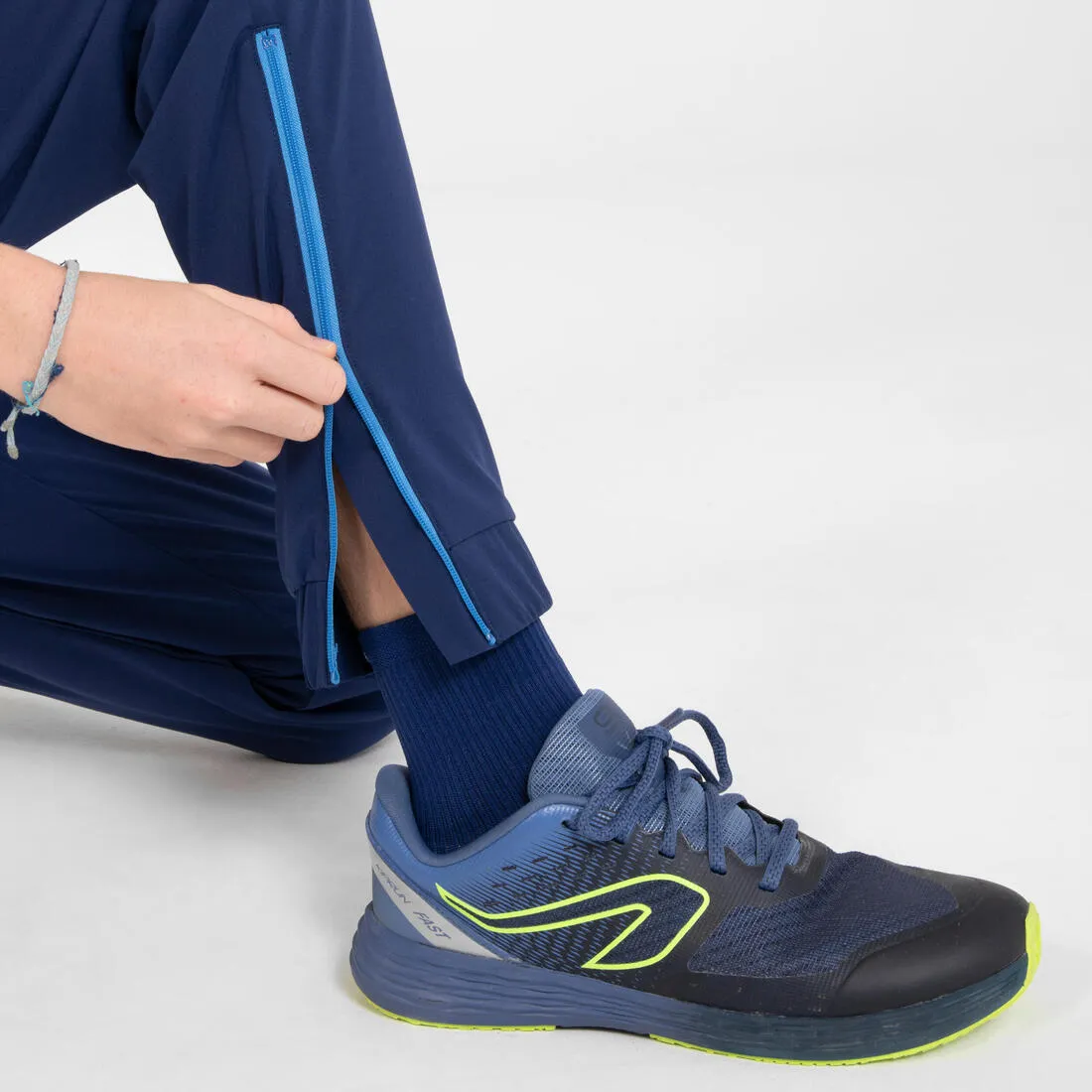 Kids Running Trousers w/ Zip - Kiprun Dry  Navy
